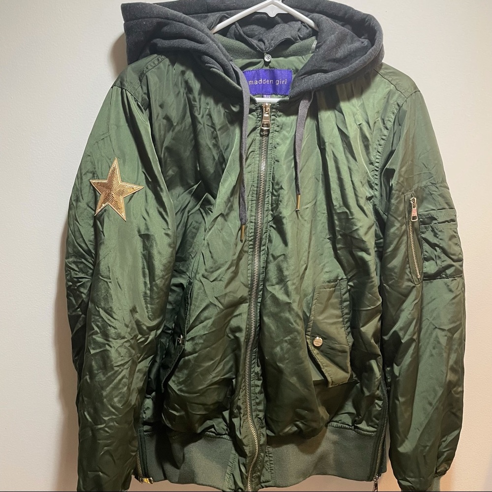 Juniors green bomber jacket
